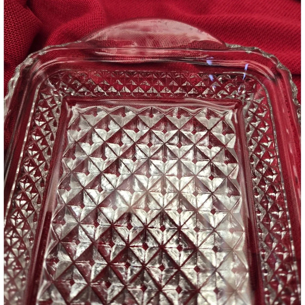 Vintage Relish Tray Anchor Hocking Wexford Clear Diamond Cut Handles 5